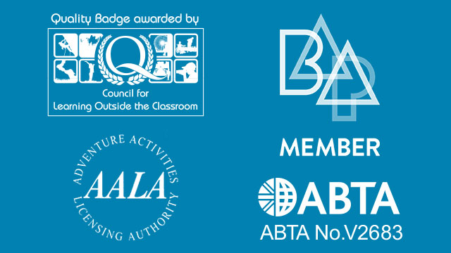 Accreditation badges for Council for Learning Outside the Classroom LOtC, ABTA, AALA, BAPA, Adventuremark